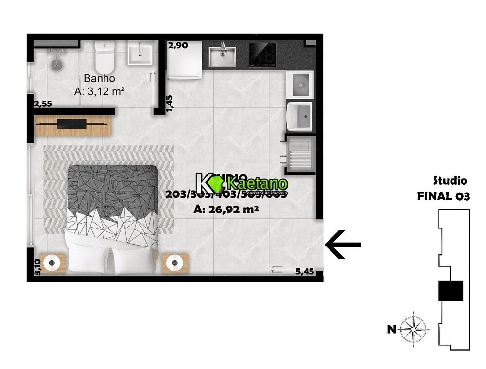 Apartamento, 1 quarto, 27 m² - Foto 2