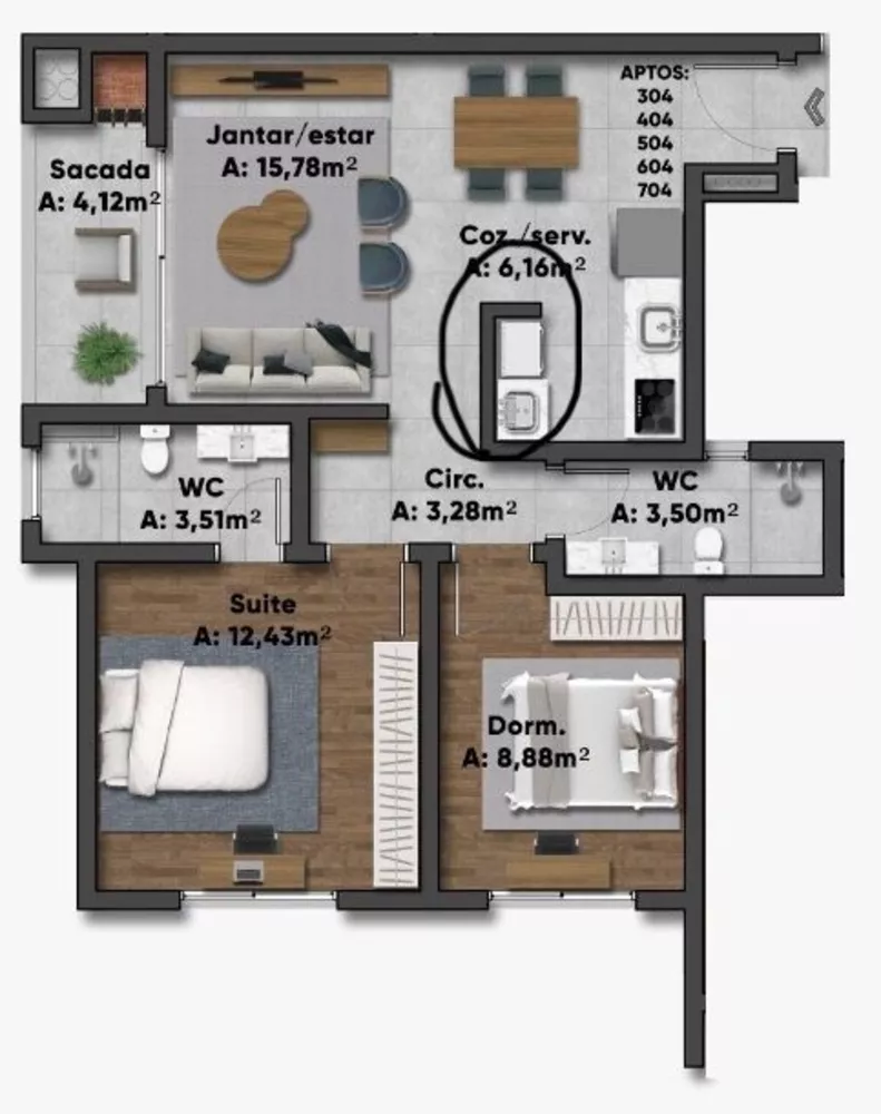 Apartamento, 2 quartos, 69 m² - Foto 11