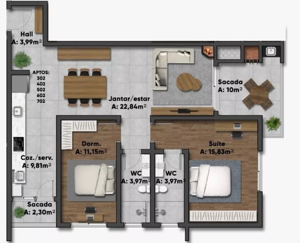 Apartamento, 2 quartos, 69 m² - Foto 4
