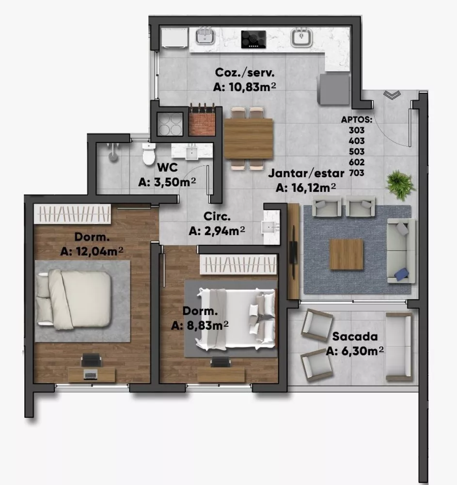 Apartamento, 2 quartos, 69 m² - Foto 6
