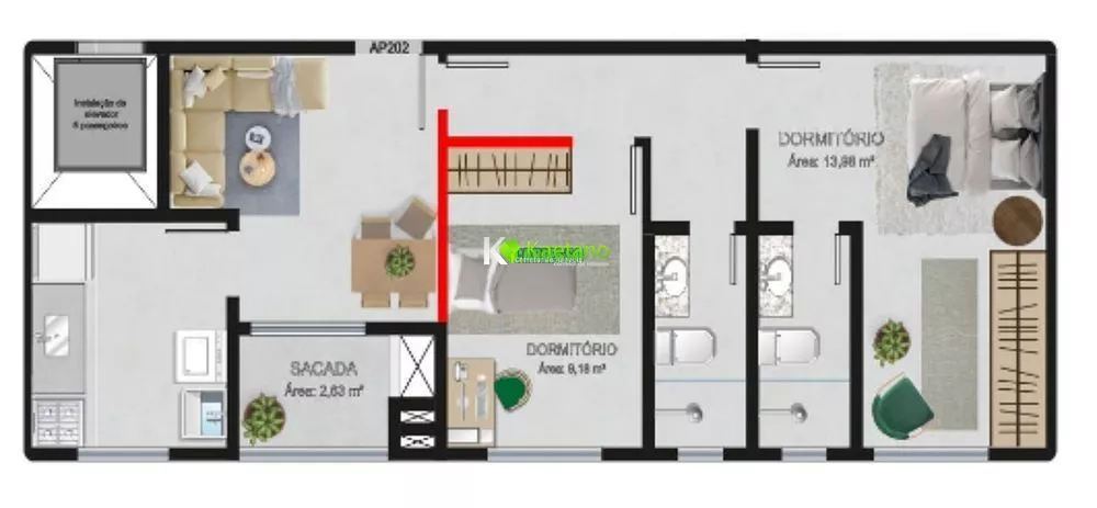 Apartamento à venda com 2 quartos, 63m² - Foto 2