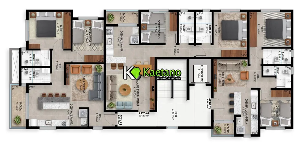 Apartamento, 2 quartos, 68 m² - Foto 2