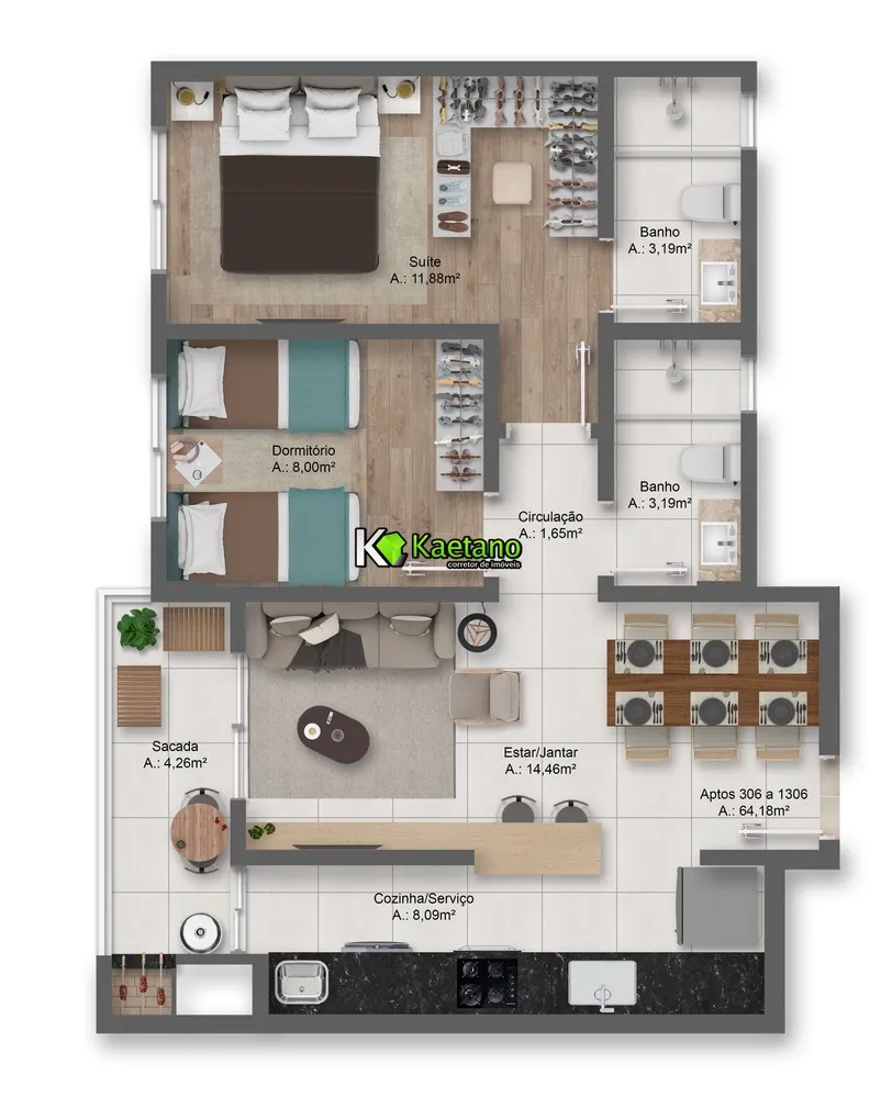 Apartamento, 2 quartos, 63 m² - Foto 11