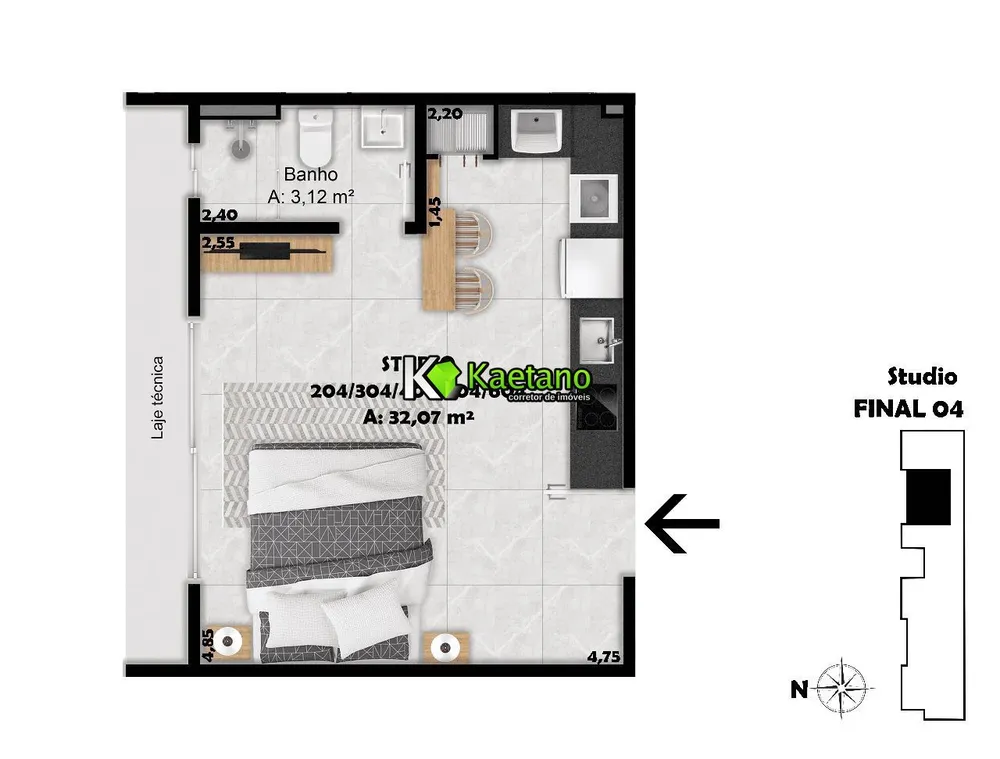 Apartamento, 1 quarto, 32 m² - Foto 6