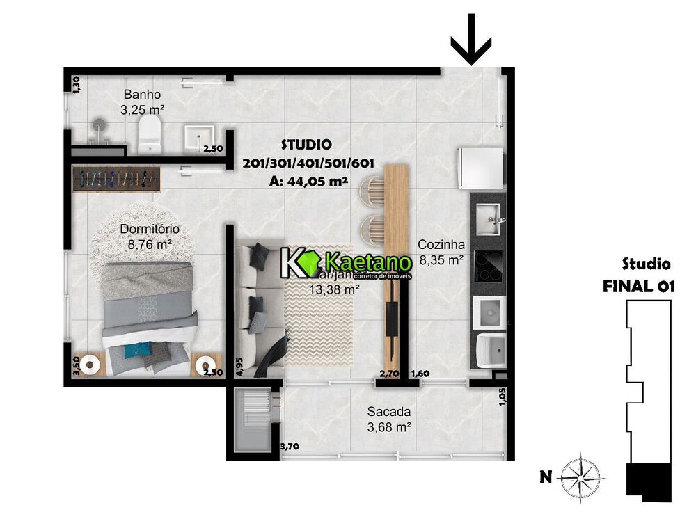 Apartamento, 1 quarto, 32 m² - Foto 1
