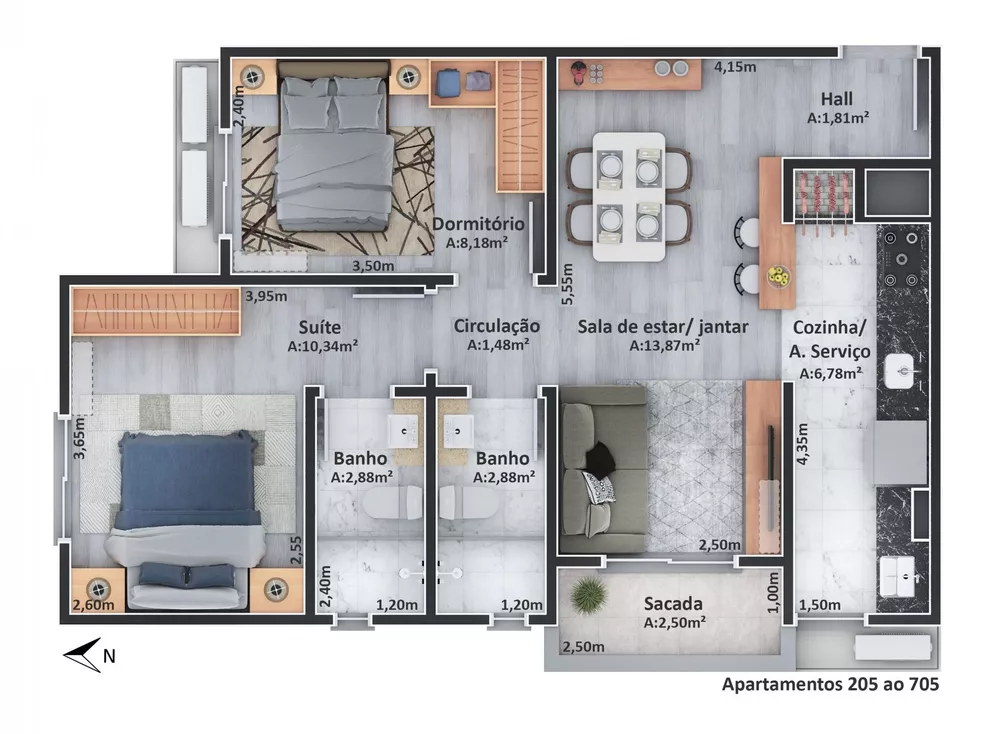 Apartamento, 2 quartos, 60 m² - Foto 3