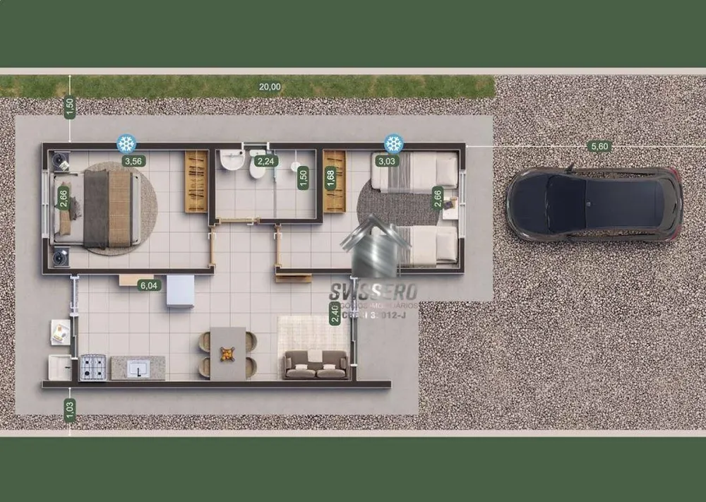 Casa, 2 quartos, 44 m² - Foto 2