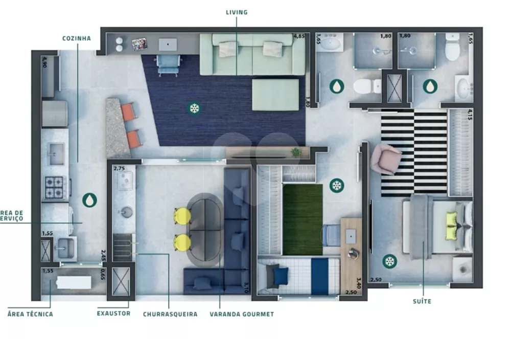 Apartamento à venda com 2 quartos, 68m² - Foto 8