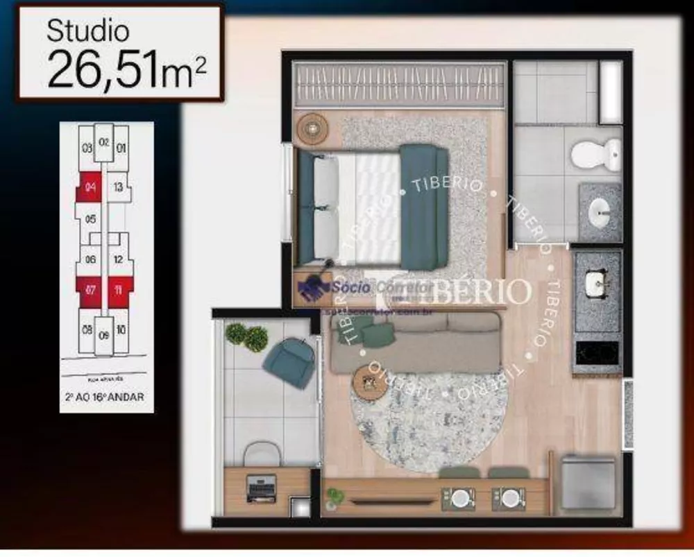 Kitnet e Studio à venda com 1 quarto, 26m² - Foto 2