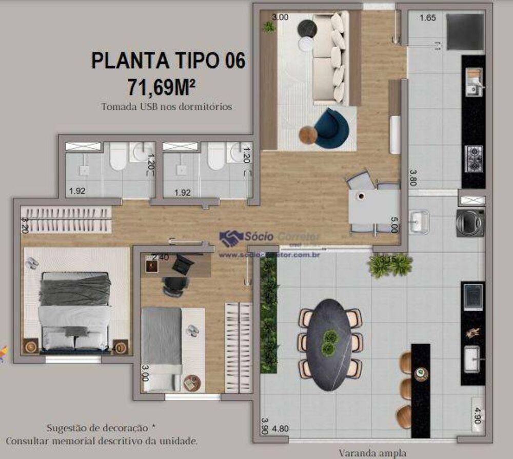 Apartamento, 2 quartos, 71 m² - Foto 2