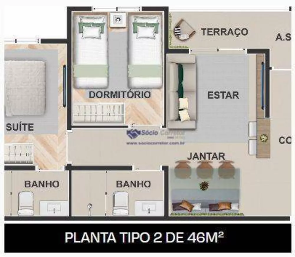 Apartamento à venda com 2 quartos, 41m² - Foto 7