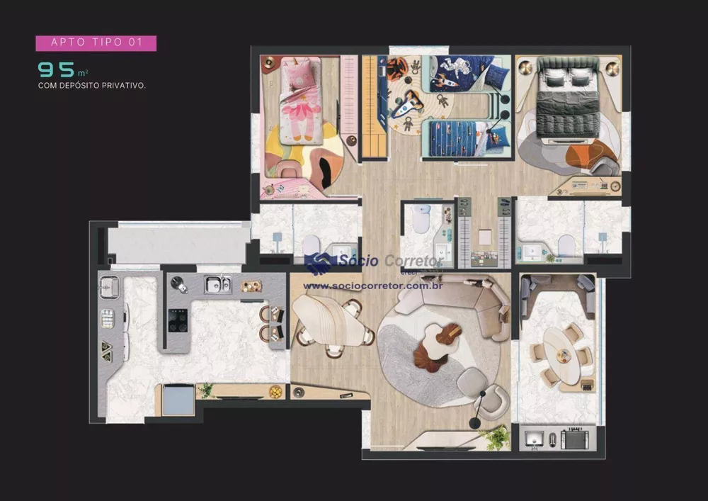 Apartamento, 3 quartos, 95 m² - Foto 3