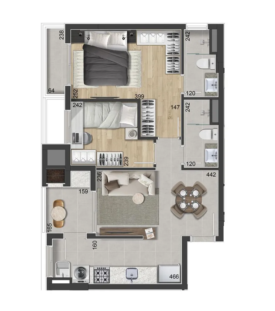 Apartamento, 2 quartos, 58 m² - Foto 11