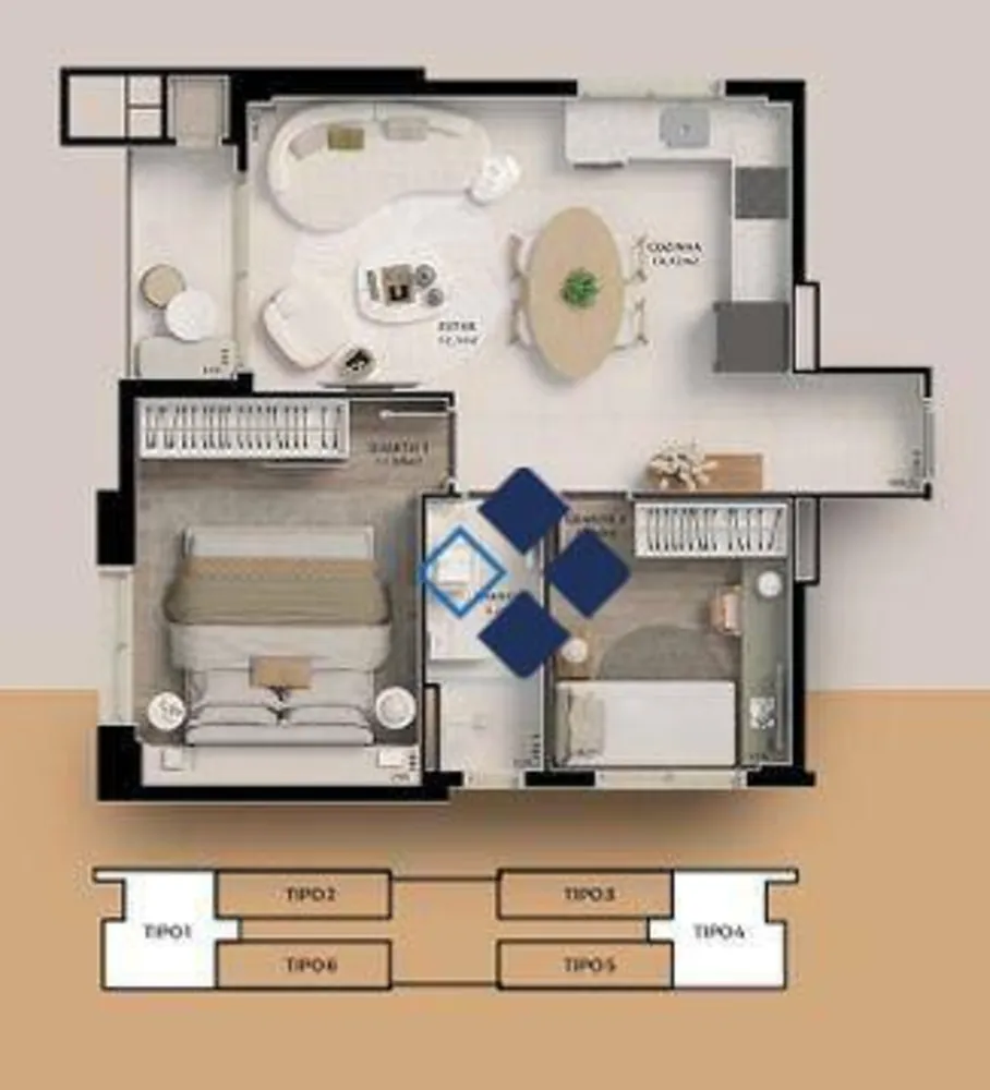 Apartamento, 2 quartos, 55 m² - Foto 1