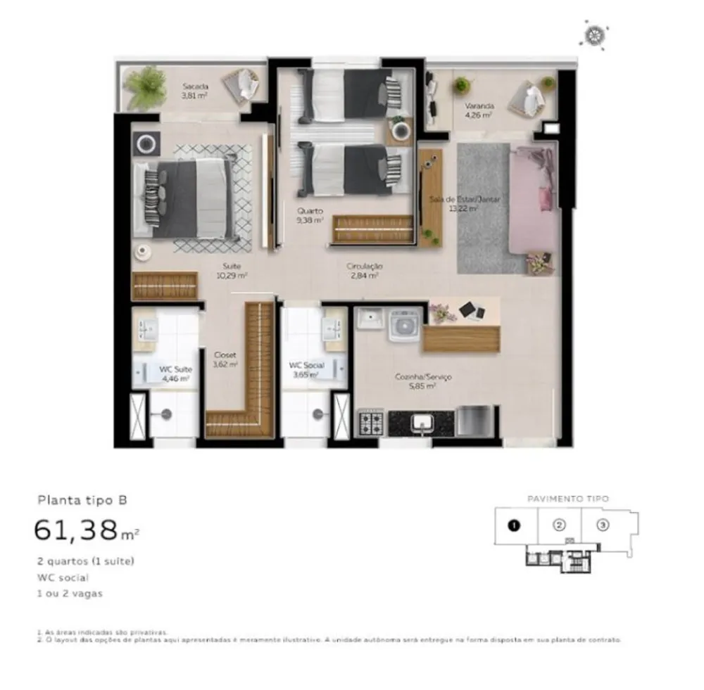 Apartamento, 2 quartos, 61 m² - Foto 4
