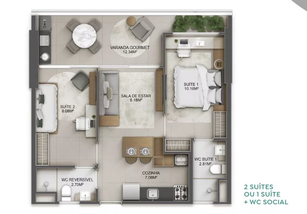 Apartamento, 2 quartos, 60 m² - Foto 3