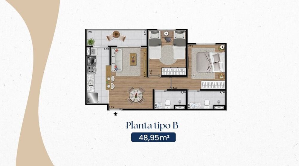 Apartamento, 2 quartos, 48 m² - Foto 3