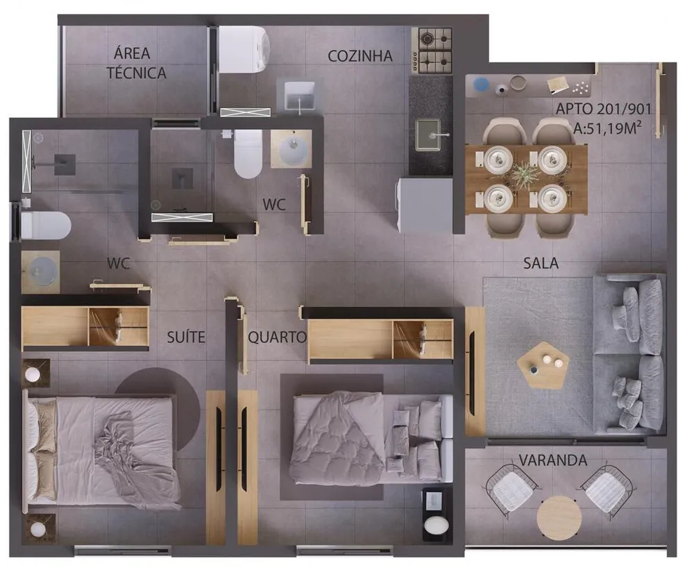 Apartamento, 2 quartos, 52 m² - Foto 5