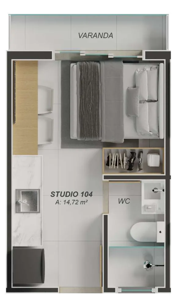 Apartamento, 1 quarto, 16 m² - Foto 7
