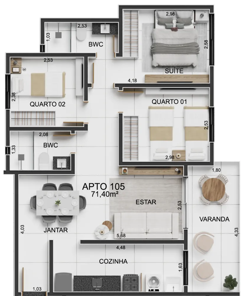 Apartamento, 3 quartos, 71 m² - Foto 12