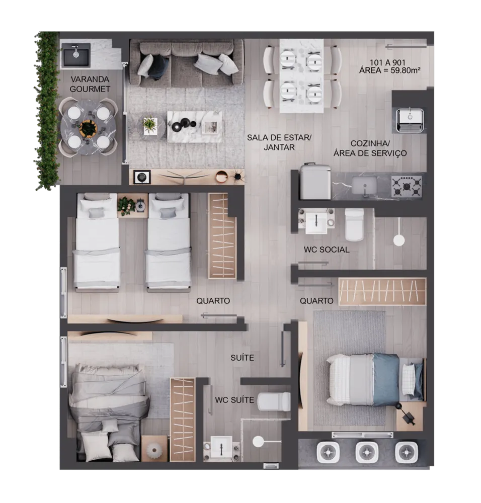 Cobertura, 2 quartos, 105 m² - Foto 6