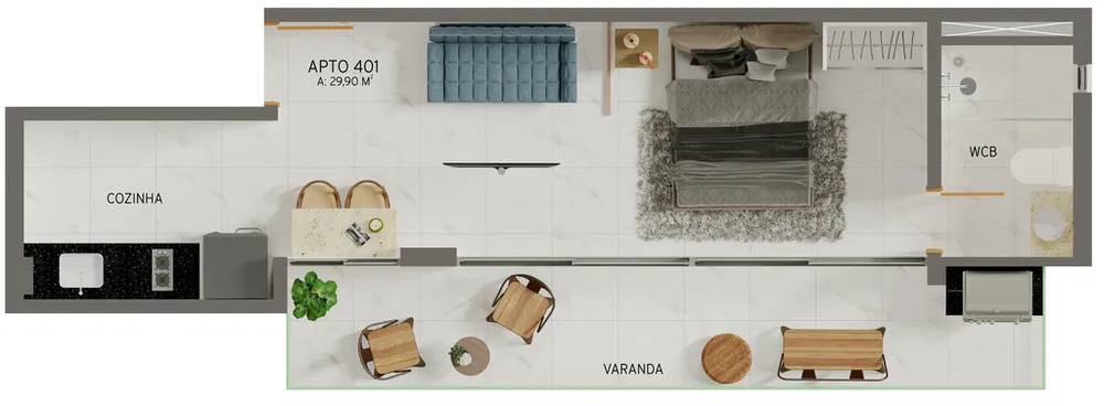 Apartamento, 1 quarto, 35 m² - Foto 3