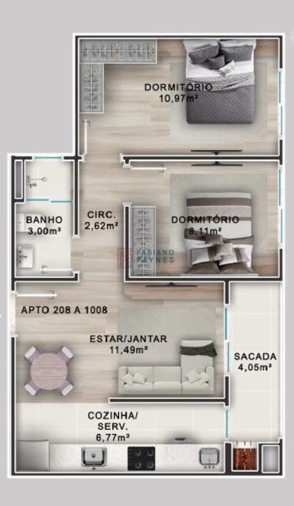 Apartamento, 2 quartos, 59 m² - Foto 3