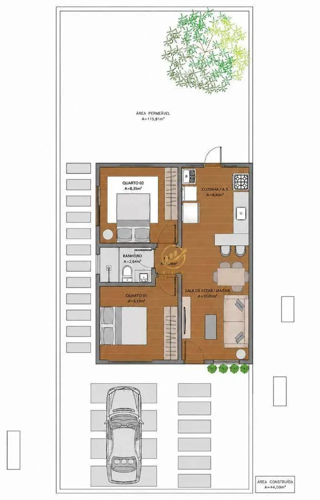 Casa, 2 quartos, 46 m² - Foto 8