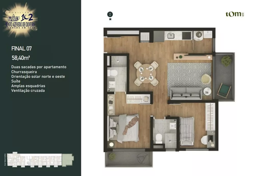 Apartamento, 2 quartos, 62 m² - Foto 1