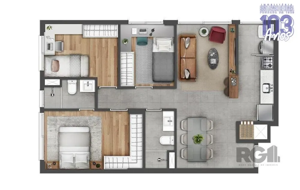 Apartamento, 3 quartos, 70 m² - Foto 1