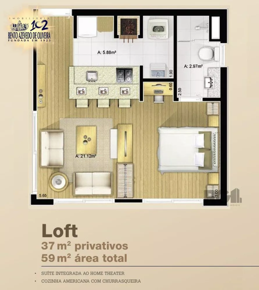 Apartamento, 1 quarto, 37 m² - Foto 3