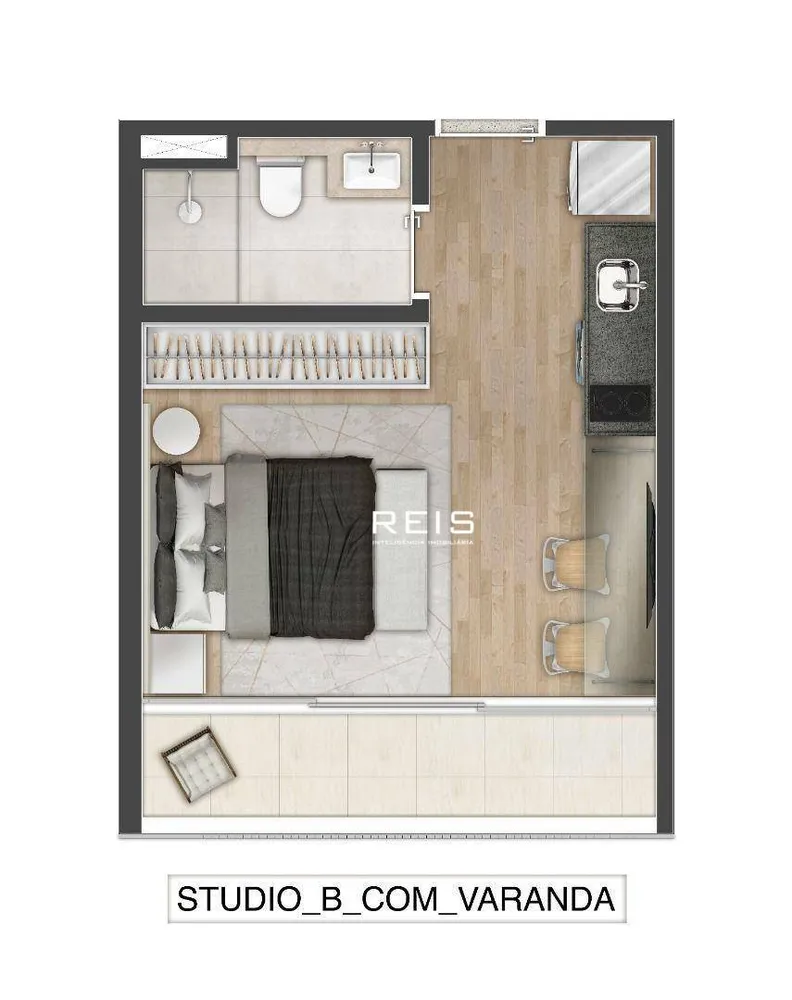 Kitnet-Studio, 27 m² - Foto 1