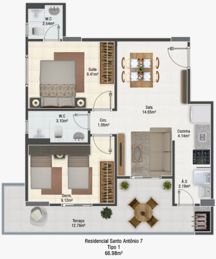 Apartamento, 2 quartos, 66 m² - Foto 4