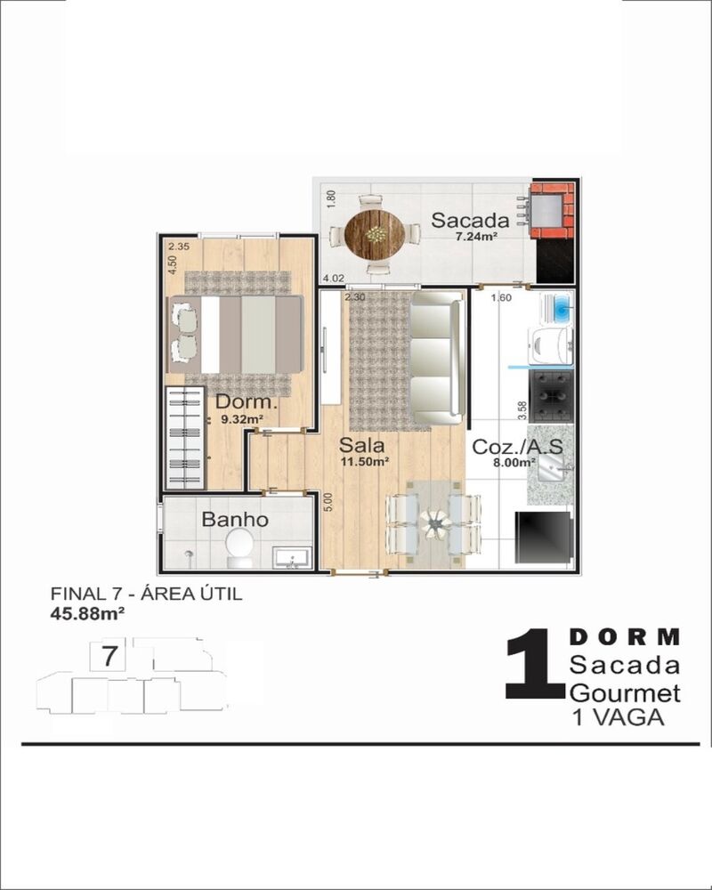 Apartamento, 1 quarto, 45 m² - Foto 1