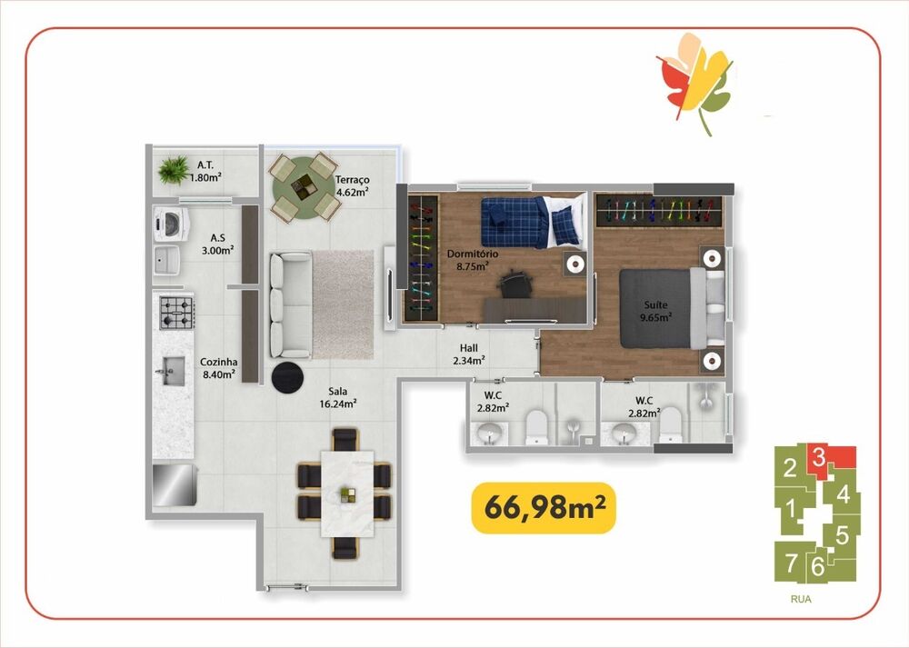 Apartamento, 2 quartos, 66 m² - Foto 3