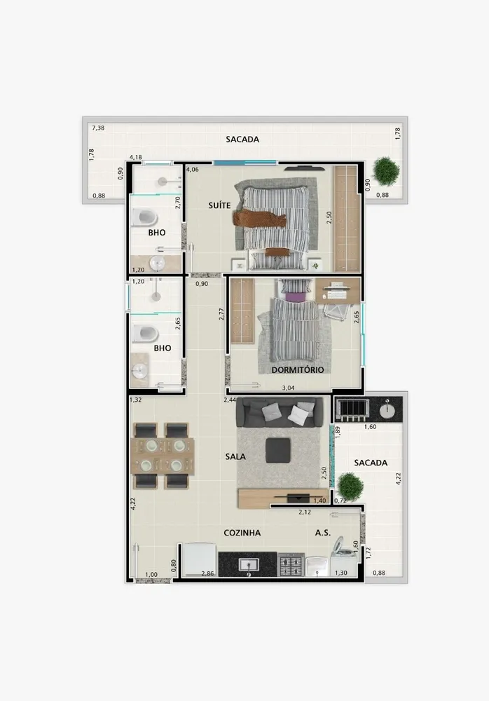 Apartamento, 2 quartos, 71 m² - Foto 3
