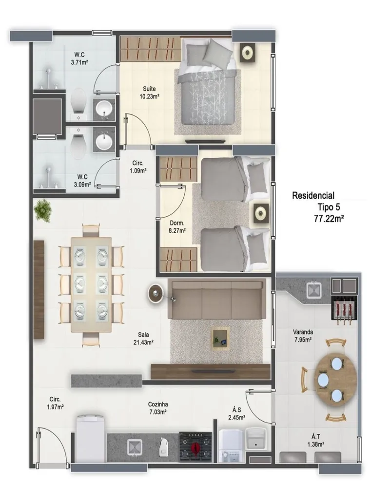 Apartamento, 2 quartos, 77 m² - Foto 12
