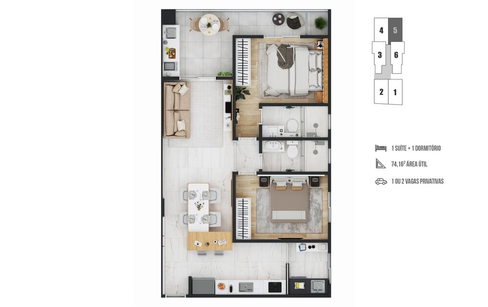 Apartamento, 2 quartos, 74 m² - Foto 7