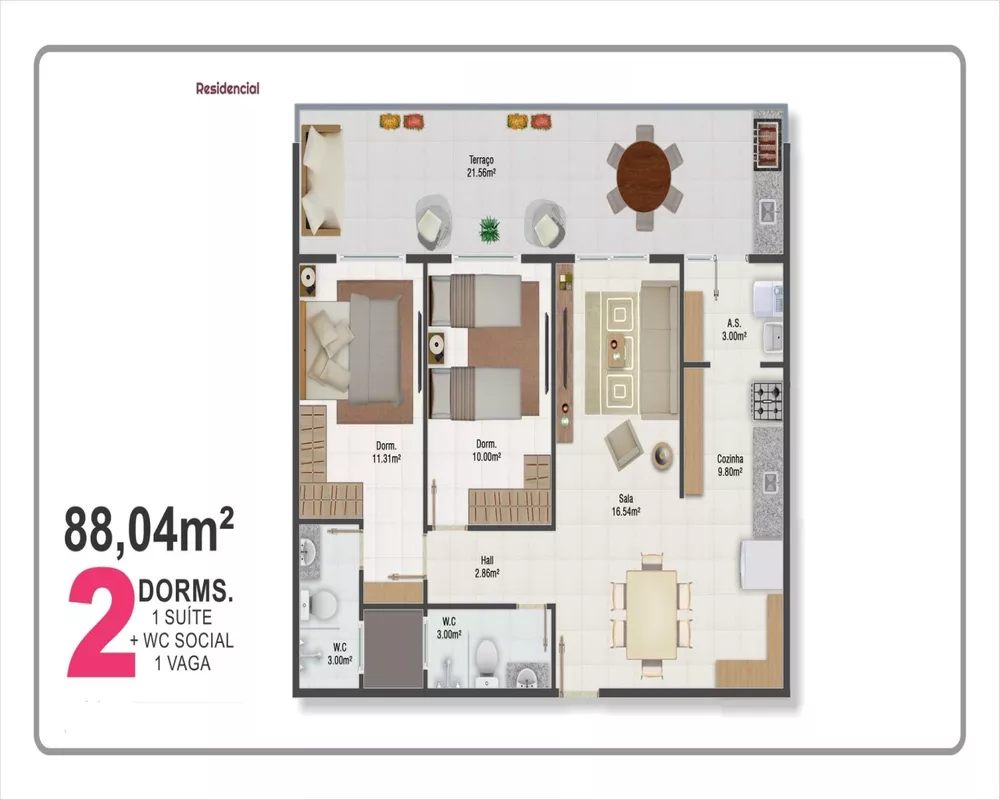Apartamento, 2 quartos, 88 m² - Foto 3