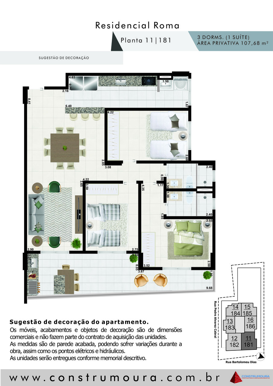 Apartamento à venda com 3 quartos, 107m² - Foto 3