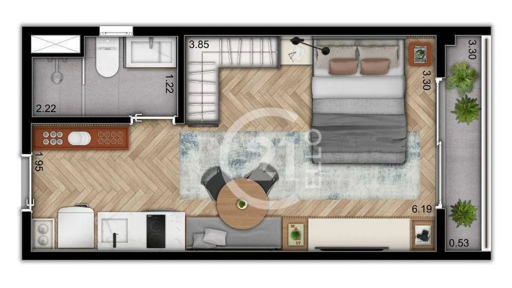 Kitnet-Studio, 24 m² - Foto 1
