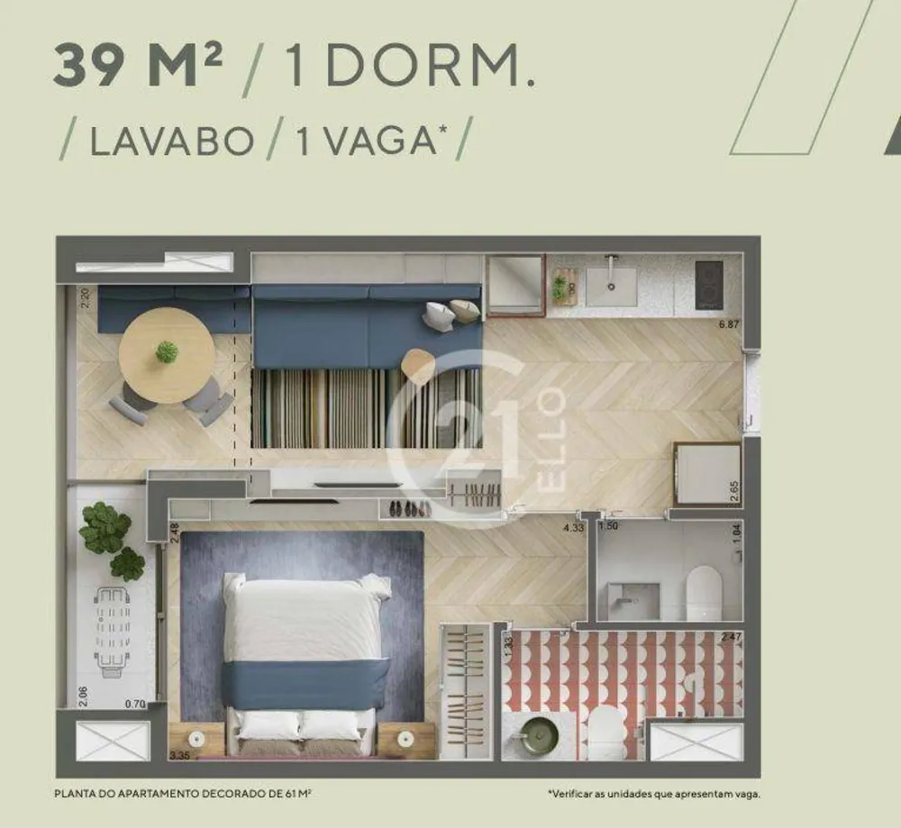 Apartamento, 1 quarto, 39 m² - Foto 1