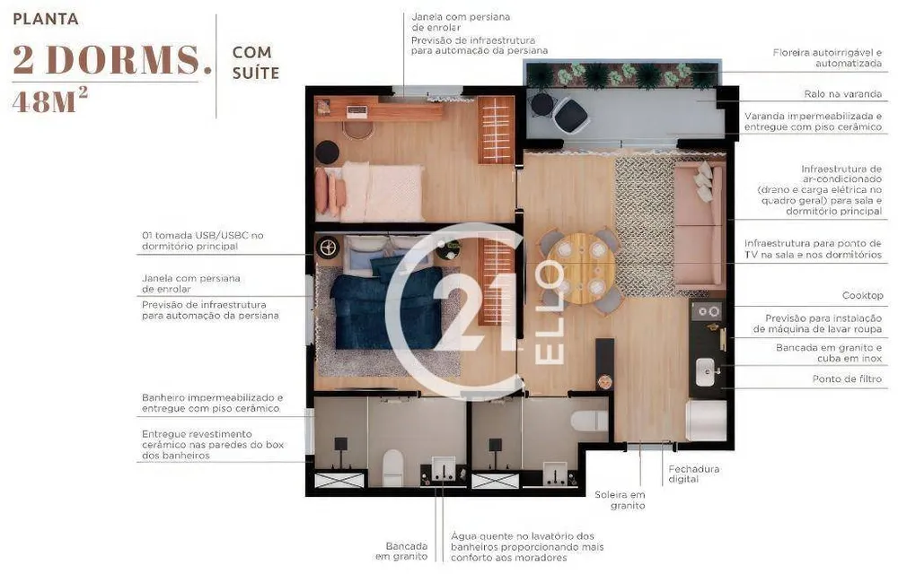 Apartamento, 2 quartos, 48 m² - Foto 3
