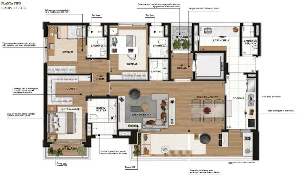 Apartamento, 3 quartos, 147 m² - Foto 1