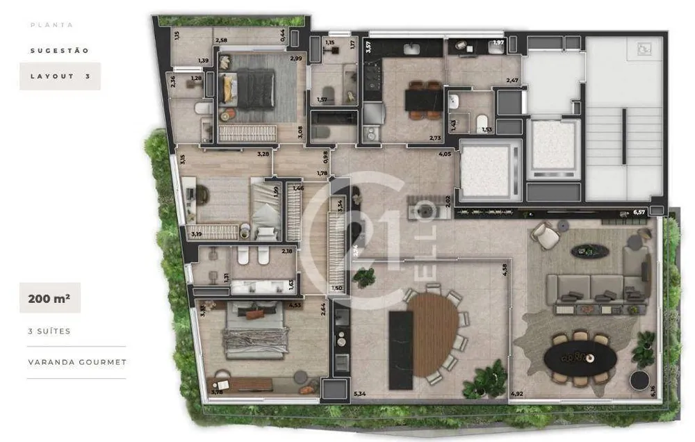 Apartamento, 3 quartos, 200 m² - Foto 1