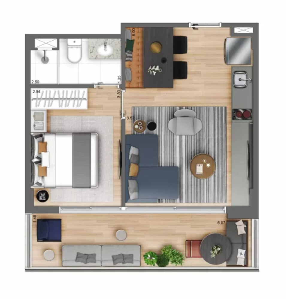 Apartamento à venda com 1 quarto, 44m² - Foto 4