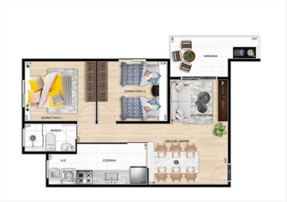 Apartamento à venda com 2 quartos, 45m² - Foto 1
