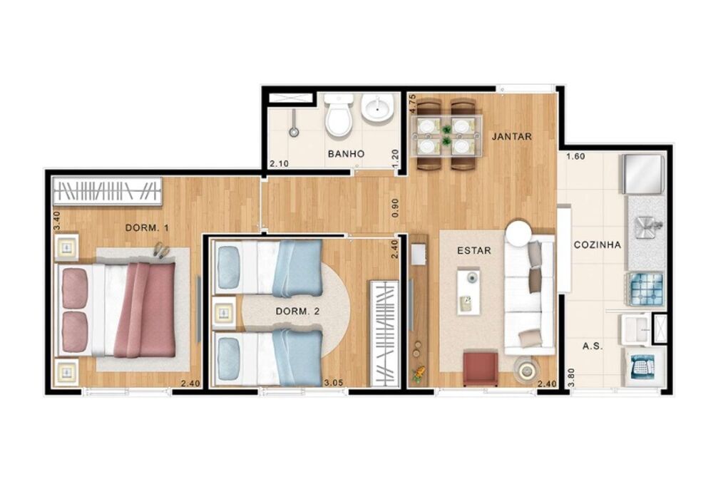 Apartamento, 2 quartos, 45 m² - Foto 4