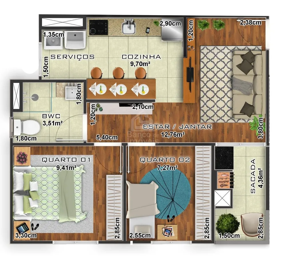 Apartamento, 2 quartos, 52 m² - Foto 2