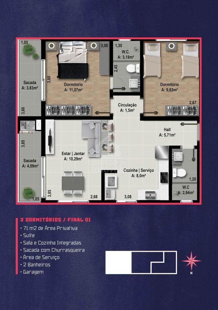 Apartamento, 2 quartos, 70 m² - Foto 4